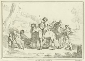 Boeren rusten op weg naar de markt door Johannes Lingelbach